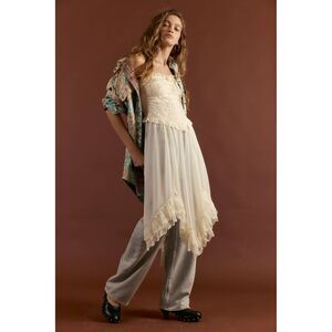 Free People Jocelyn Maxi Tunic Top Tube Sleeveless Fitted Ruffle XS NEW 284767